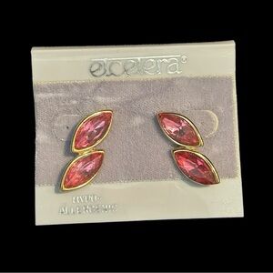 Hypoallergenic Pink Stone Gold Tone Pierced Earrings